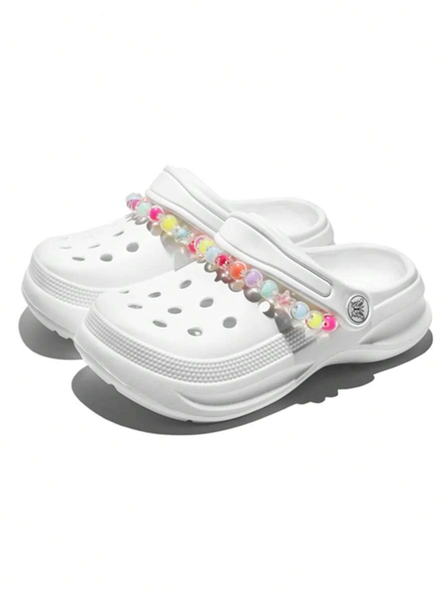 HOEASE Girls' Clogs, Children's Summer EVA Soft Sole Breathable Garden Shoes And Beach Shoes, Unisex, Slip-On Design, All-Season Footwear - White - View 1