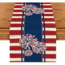 1pc Memorial Day Decorative Table Runner, July 4th Decorative Table Runner, Independence Day Kitchen & Dining Table Decor, Home Party Decoration - Red - View 7