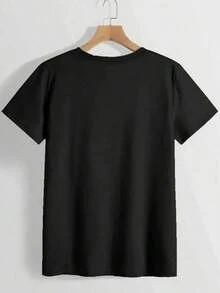 Camiseta Naranja Brillante para Mujer - Suave, Transpirable, Corte Holgado, Ideal para Uso Diario y Fiestas - Top Casual de Verano con Diseño Gráfico de Vaquero del Oeste - Camiseta de Cuello Redondo No Transparente, Camisetas Occidentales, Ropa Casual, Diseño Divertido, Tela Cómoda, Camiseta de Manga Corta, Tops, Moda de Primavera, Estampado de Dibujos Animados, Material Ligero, Camiseta Estampada, Blusas para Mujer - Negro - Ver 3