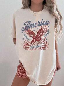 Camiseta Patriótica, Camiseta de EE. UU., Camiseta del 250º Aniversario de Estados Unidos, Camiseta del 4 de Julio, Camiseta Retro de EE. UU., Camiseta Unisex de Manga Corta de Algodón Suelto Estilo Urbano Vintage para el Semiquincentenario. blusas.blusas casuales para dama. - Blanco - Ver 7