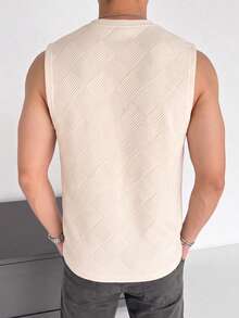 ZYNTH BALENO Chaleco con estampado de jacquard de moda para hombres, esencial para deportes de verano - Albaricoque - Ver 4