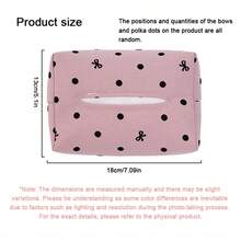 1pc Cute Polka Dot Bow Car Tissue Box, Creative Car Interior Decor Tissue Paper Holder - A - View 9