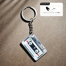2pcs Retro Music Cassette Tape Keychains - Nostalgic Music Box Design, Colorful Tape Art Pattern, Acrylic Material, Suitable For Backpacks, Wallets And Accessories, Retro Aesthetic, Acrylic - Multicolor - View 5