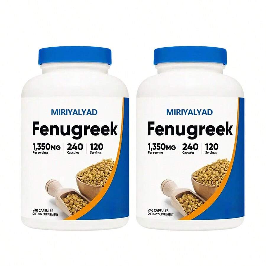 Miriyalyad Fenugreek Seed Capsules 1350mg, Natural Herbal Dietary Supplement, Non‑GMO Daily Body Support For Men & Women - 2PCS - 查看 1