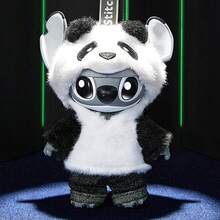 Miniso 1pc  Stitch GenZ Street Style Panda Movable Skeleton Detachable Hoodie Limited Edition Pendant Collectible Charm Birthday Gift - Black and White - View 1
