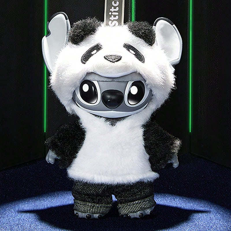 Miniso 1pc Stitch GenZ Street Style Panda Movable Skeleton Detachable Hoodie Limited Edition Pendant Collectible Charm Birthday Gift - Black and White - View 1