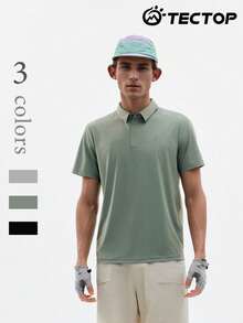 TECTOP Men's Golf Polo Shirt, Comfortable Breathable, Button Design, Suitable For Outdoor Sports & Fitness - Green - View 1