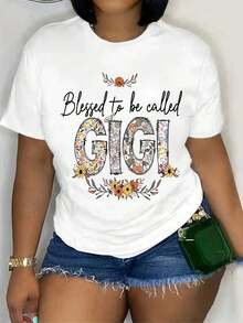 Camisetas Casuales de Manga Corta con Cuello Redondo para Mujer, Ropa Casual de Primavera y Verano, Camisetas con Estampado Gráfico de Moda - Blanco - Ver 1