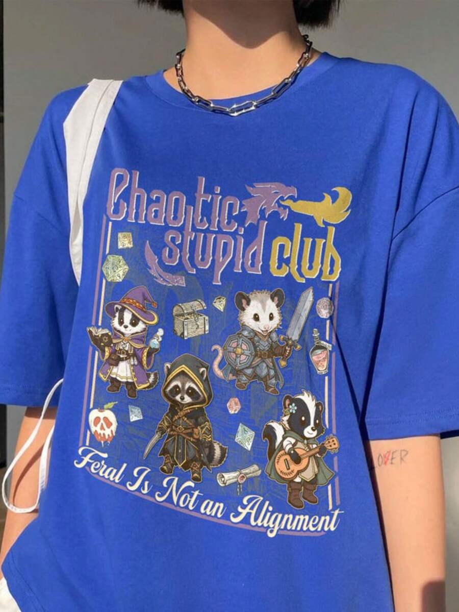 Sudadera Divertida de Mapache del Club Caótico y Estúpido, Camiseta de, Regalos de And, Fantasía, Camiseta de Aventura - Azul - Ver 1