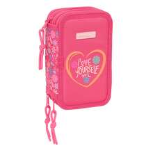 Safta | Rectangular Pencil Case With Elastic Back Strap, School Organizer With 3 Compartments And Zipper, Includes Markers, Back To School - 37 PCS - View 2