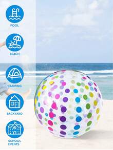 Balon Mainan Tiup Motif Polkadot & Garis-garis Warna-warni Ukuran 40cm (2 buah), Cocok untuk Acara Keluarga, Perlengkapan Permainan, Dekorasi Pesta Kolam Renang, dan Permainan Interaktif untuk Pasangan. - MultiWarna - View 4