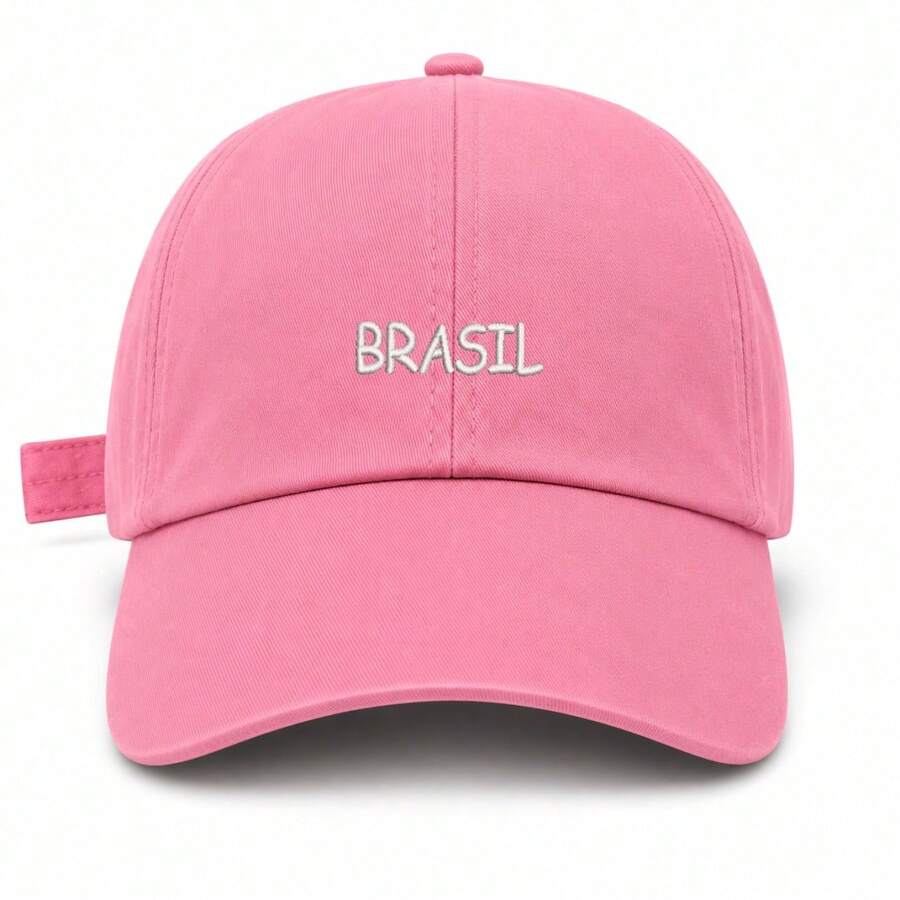 Unisex Dad Hat In 100% Cotton Twill With Curved Brim, Custom Made In Brazil - 白色刺繡玫瑰 - 查看 1