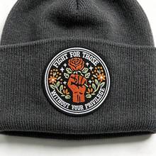 RHUAGYP 1pc "Speak Up For The Vulnerable" Round Embroidered Patch, Rose & Fist Design, Iron-On Or Sew-On, Suitable For Jacket, Canvas Bag And Hat Decoration - Multicolor - View 9