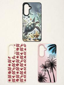 3pcs Summer Beach-Themed Phone Case Set: Ocean Turtle & Starfish, Palm Tree Graphic, Red Plaid Seashell & Lobster Print, Shockproof Full Coverage Phone Covers Compatible With IPhone 11/17/17 Pro/17 Pro Max, Galaxy S25 Ultra. Suitable For Mother's Day, Valentine's Day, Birthday, Easter, Spring/Summer Seasons, Back To School Gifts, Daily Use. - Multicolor - View 51