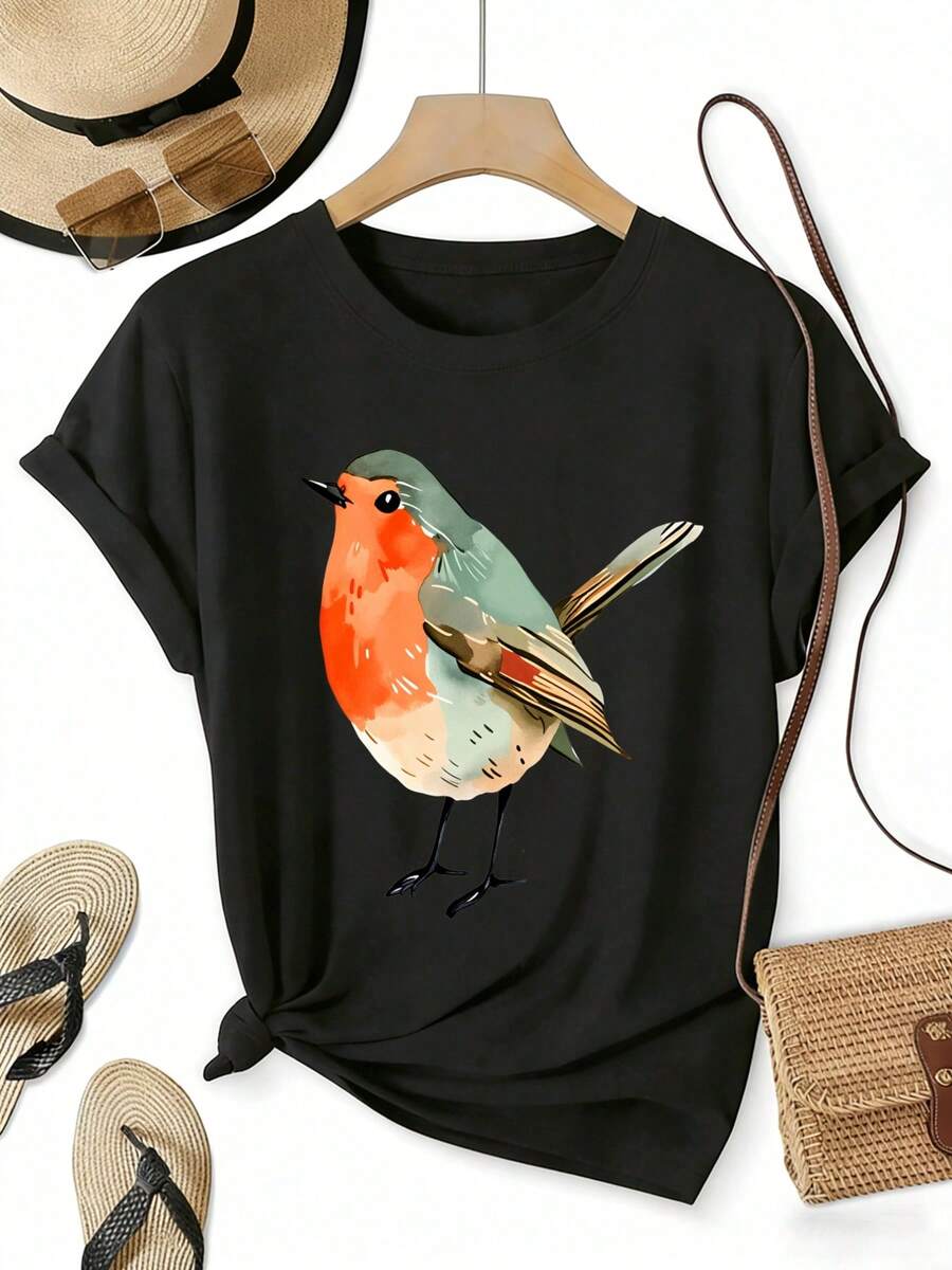Una camiseta de manga corta para mujer, moderna, a la moda, retro, casual y holgada, adecuada para actividades al aire libre en primavera y verano.Camiseta de moda para mujer, de estilo sencillo, colorida, con mangas cortas suaves y diseño estampado, cuello redondo casual, tela elástica, top de moda para primavera y verano, ropa elegante, camiseta con diseño personalizado, cómoda y ajustada, adecuada para Pascua/Día de la Madre.blusas para mujer,blusas casuales para dama,tops,, mujer premium,y2k,playeras de mujer curvy,ofertas y liquidaciones ropa mujer,playeras deportivas para mujer,,playeras de hombre, mujer,blusas>elegante TMNK - Negro - Ver 1