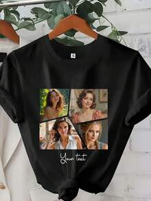 Camiseta personalizada con foto y texto, camiseta para despedida de soltera, regalo de cumpleaños con cara personalizada, camiseta con foto de cumpleaños, camiseta de novia, camiseta con foto de recuerdo de despedida de soltera, camiseta personalizada para despedida de soltera - Negro - Ver 11