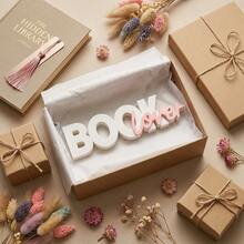 Decoración de libro de 5 pulgadas, accesorio de estantería minimalista moderno, escultura de letra de plástico 3D, adecuado para escritorio de oficina en casa, regalo lindo para amantes de los libros, adecuado para ratones de biblioteca, bibliotecarios, maestros (Negro/Rosa/Rojo), hogar estético - A - Ver 6