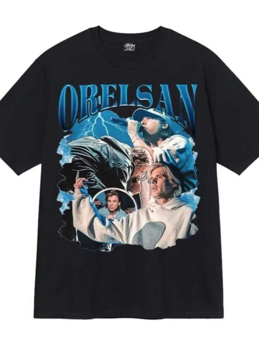 blusas para mujer Rapper Orelsan Gothic Graphics Print Tshrit Men Women Streetwear Casual Aesthetic Clothing pure cotton Y2k Tshrits Streetwear - Negro - Ver 1