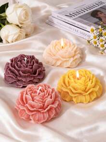 1PC Handmade Floral Scented Candle Gift, Flower Shaped Soy Wax Candle Decor, Creates Ambiance, Suitable For Valentine's Day, Couples, Women, Girls, Wedding, Halloween, Christmas, Graduation, Birthday, Mother's Day, Home Decor - Multi Scents - View 5
