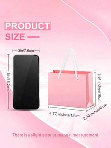 1/5/10 Pink Paper Gift Bags With Handles, Gift Wrapping Bags, Party Gifts, Jewelry Making Displays, Packaging Supplies, Perfect For Birthdays, Weddings, Flower Bouquets, Anniversaries, Wedding Gifts, Father's Day, Mother's Day Gift Bags - Multicolor - View 2