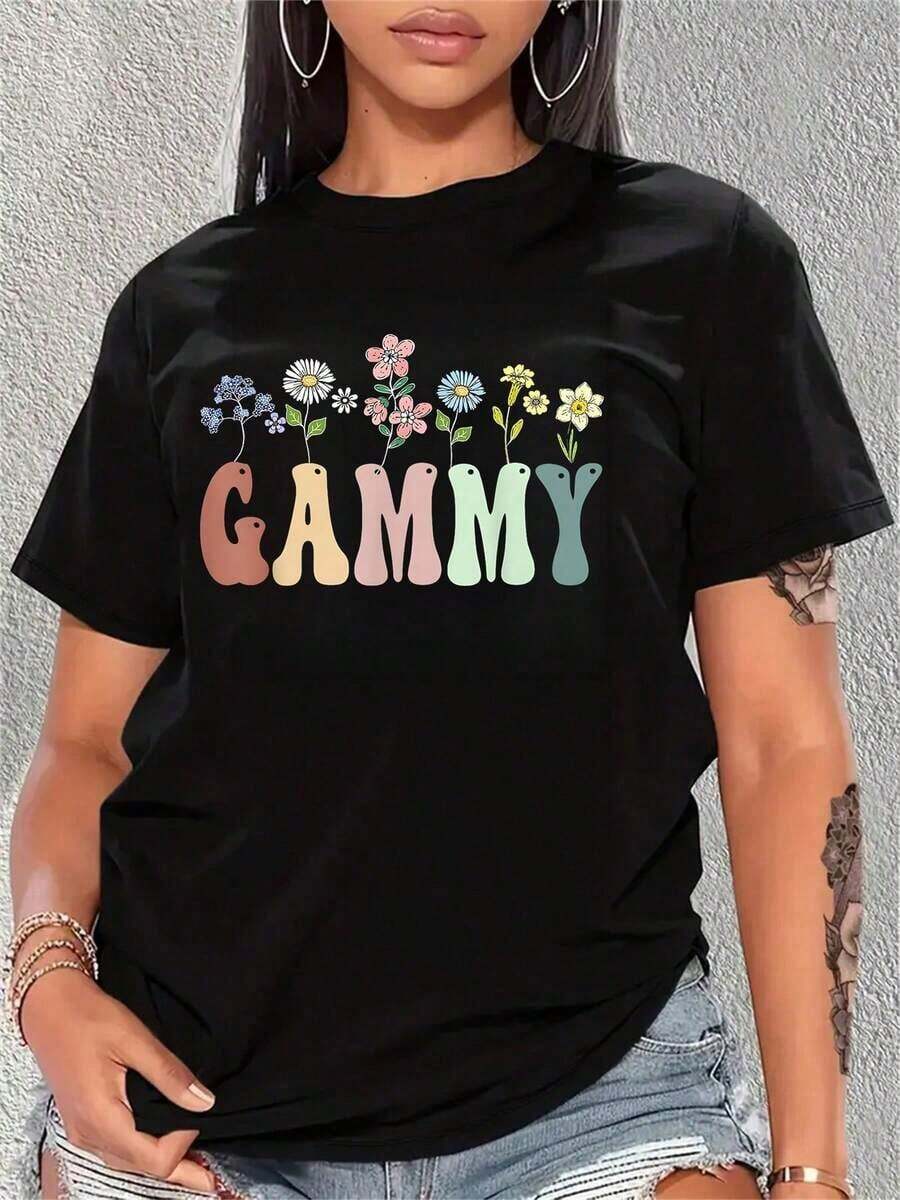 2026 Gammy Gifts Blusa Casual para Mujer con Diseño Floral de Flores Silvestres - Negro - Ver 1