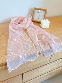 1 pieza Pañuelo de mujer de verano con estampado floral, ligero y transpirable de encaje, adecuado para salidas diarias, viajes y combinar con atuendos - Multicolor - Ver 13