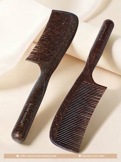 1pc Coconut Shell & Coffee Grounds Material Detangling Comb, Anti-Static Smoothing Brush For Women, Adults, All Hair Types, Tangled, Curly, Wet Hair, Home & Travel - Perfect Gift For Earth Day, Birthday, Mother's Day, Christmas, Valentine's Day