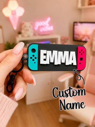 Personalized Name Game Controller Shaped Keychain, Customizable Name Game Controller Keychain. Suitable For Bag Charms, Car Key Accessories, Home Key Accessories, Durable Keychain, Suitable As A Stylish Keychain For Men. Men's Keychain Gift, Customized Father's Day Gift.