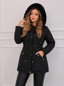 Casaco Parka Feminina Forrada 2026 - Preto - Visão 2