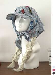 Retro Plaid Headscarf Hat, Colorblock Star Pattern, Fashionable Sun Protection Bandana Cap, Versatile Adjustable Unisex Baseball Cap, Lightweight Breathable Drawstring Sun Hat For Outdoor Sports - Multicolor - View 17
