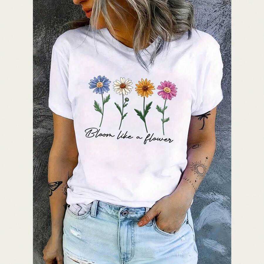 White T-Shirt 2026 | Spring-Summer Style | Short Sleeve Crew Neck | Exclusive Print Casual Travel Wear - 白色 - 查看 1
