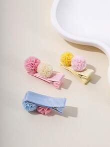 5pcs/Set Jepit Rambut Bola Bulu Lucu Warna Campuran, Lembut di Rambut, Hadiah Sempurna untuk Anak Perempuan - MultiWarna - View 4