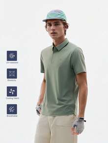 TECTOP Men's Golf Polo Shirt, Comfortable Breathable, Button Design, Suitable For Outdoor Sports & Fitness - Green - View 3
