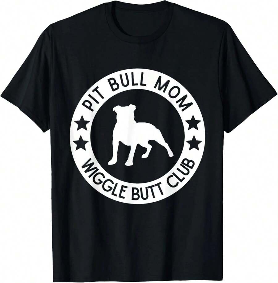 Camiseta divertida para el Día de la Madre con diseño de madre pitbull amante de perros, unisex, en negro y blanco, ideal para regalo. - Negro - Ver 1