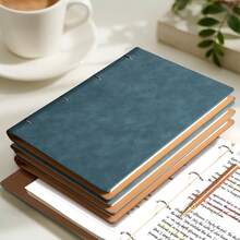 A4 Notebook (1 Refill Included) With 1 Extra Refill, 2pcs - Elegant Minimalist Design, Replaceable Lined Refill, PU Cover - Suitable For Office, Study, Home Smooth Writing Diary, Can Be Used As Gift - Compatible With Binders And Folders - Essential For Study Notes, Office Workers, Stationery - A4 - View 3