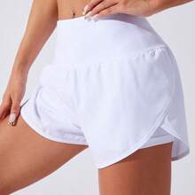 Yunuo Menswear CourtClass Pantalones cortos deportivos informales de mujer de unicolor, de doble capa, cómodos pantalones cortos tipo sudadera - Multicolor - Ver 3
