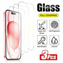 3pcs Clear Tempered Glass Screen Protector, Compatible With Apple 17 Series, Glossy Finish, 9H Hardness, Scratch-Resistant, Bubble-Free Installation, Compatible With Phone Cases, Suitable For 11/12/13/14/15/16 Full Series - Clear - View 11
