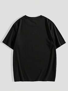 Camiseta de manga corta casual de verano para hombre con retrato de personaje gótico 'Keep It Quiet' IXSP - Negro - Ver 3