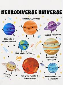 Camisetas Estampadas de Neurodiversidad, Camisetas de Neurodiversidad Espacial, Camisetas para Maestros de Educación Especial, Camisetas de Autismo, Regalos para Maestros, Camisetas Divertidas del Universo y Planetas - [Blanco] - Ver 3