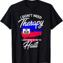 Short Sleeve, Women's Summer Sets, Haiti Flag, Haiti Vacation T-Shirt, Vintage Women's Tops - 黑色 - 查看 7