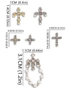 10pcs Nail Art Nail Charm Nail Accessories Y2K Style Three-Dimensional Exquisite Luxury Cross Pearl Tassel Chain Pendant Nail Gemstone Nail Accessories DIY Suitable For Nail Salons, Bags, Shoes, Clothes, Phone Cases, Also Suitable For Daily Life And Holiday Parties Nail Charms - Multicolor - View 6
