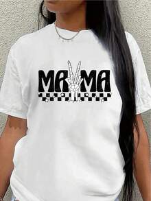 Camiseta de manga corta, ligera y duradera, diseñada con un patrón MOMA, es perfecta para el hogar, restaurantes o actividades de ocio al aire libre. - Blanco - Ver 7
