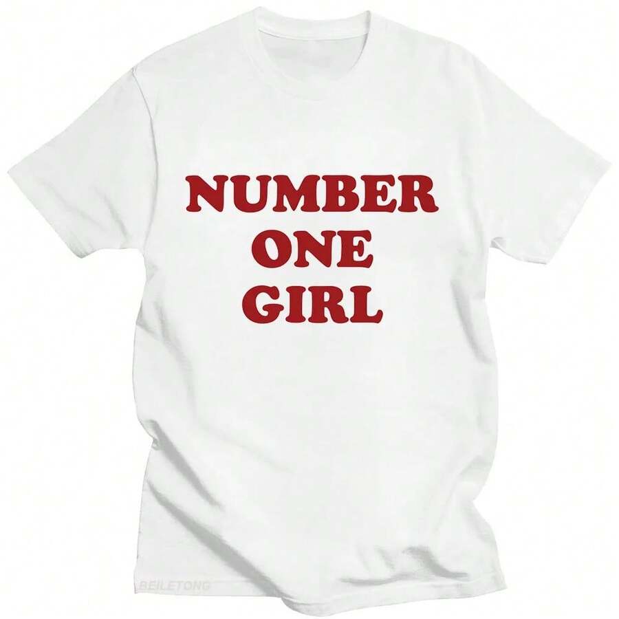 ROSé Number One Women's T-Shirt, Graphic Print, Vintage Hip Hop Style, Short Sleeve, Cotton, Round Neck, Women's Clothing, Punk T-Shirts - 白色 - 查看 1