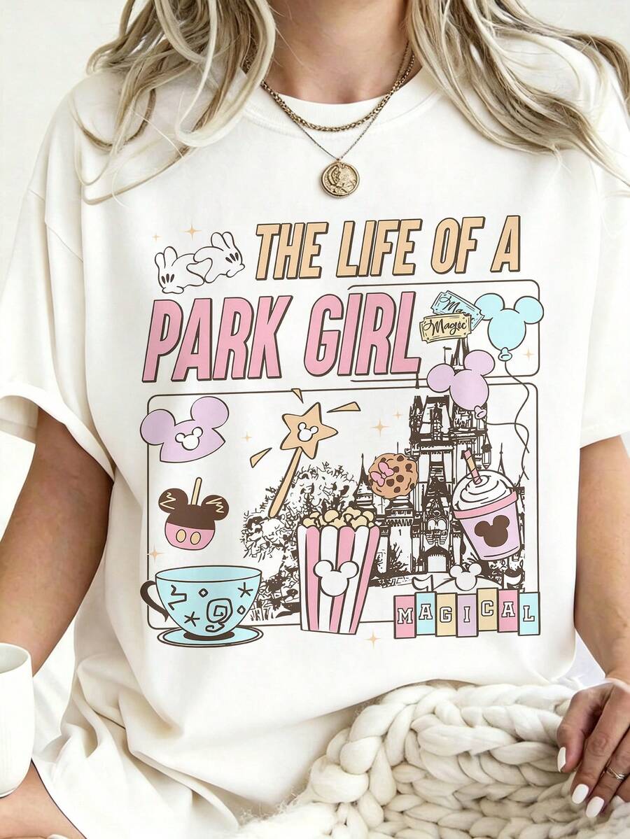 Including Disney Fashion Print, Summer T-Shirt, The Life Of A Park Girl Print, Suitable For Daily Wear, Easy To Wear In Summer, Micro-Elastic, Soft Round Neck Casual Daily Coat, Including Disney Fashion Print, Round Neck Summer Sweatshirt, For Both Men And Women, Holiday Gifts.--Disneys Disneyland Paris The Magic Kingdom Disneyesque The House Of Mouse Mickey Mouse Empire Modest Summer Outfits Take That T Shirt Summer Coord Tops For Women Summer Summer Clothes Women Summer Clothes Summer Tops Summer Tops Women Summer Co Ord Summer Top Summer Outfits White Top Black Top Holiday Outfits For Women Tops For Women Summer Holiday Gifts Valentine's Day Gifts Earth Day Gifts Oktoberfest Gifts Summer Bank Holiday Gifts - trắng - Xem 1