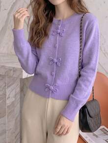 JIANHU Spring Butterfly Knit Cardigan, Short Design, Suitable For Petite Figure, Elegant Versatile, Create Fashionable Look - Purple - View 9
