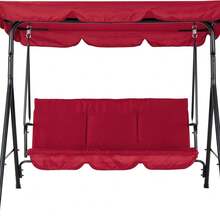 Meiyiu Modern Outdoor Patio Swing Chair, 3‑Seater Stable Metal Frame With Adjustable Sun Canopy For Adults Garden Leisure - Red - View 1