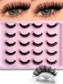 20 Pairs Russian Style D-Curl Natural Faux Mink Eyelashes, Cat Eye Long Tail Dense Fluffy False Eyelash Set - Multicolor - View 10