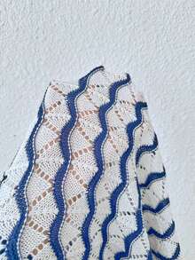 Vestido de punto minimalista y elegante para mujer, de estilo bohemio, adecuado para vacaciones, fiestas en la playa, festivales de música, salidas, vacaciones y citas.Nuevo para primavera/verano, con un diseño atrevido y sexy de corte ajustado. - Azul y blanco - Ver 11