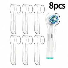 1/2/4/8pcs Dust-Proof Toothbrush Covers, Electric Toothbrush Head Covers, Portable Toothbrush Head Box, Toothbrush Covers, Dual-Head Electric Toothbrush Covers, Electric Toothbrush Replacement Head Covers, Suitable For Travel, Bathroom, Business Trip And Back To School - Clear - View 11