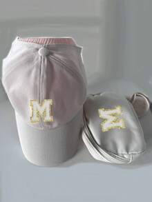 2pcs/Set Ensemble de Casquette de Baseball et Sac de Poitrine Unisexe 26 Lettres, Style Y2K Mode Décontractée pour Queue de Cheval et Chignon Désordonné, Porte-Monnaie Portable pour Téléphone, Convient pour les Sports de Plein Air Printemps/Été, Accessoires de Mode, Cadeau de Vacances - Beige - Voir 7